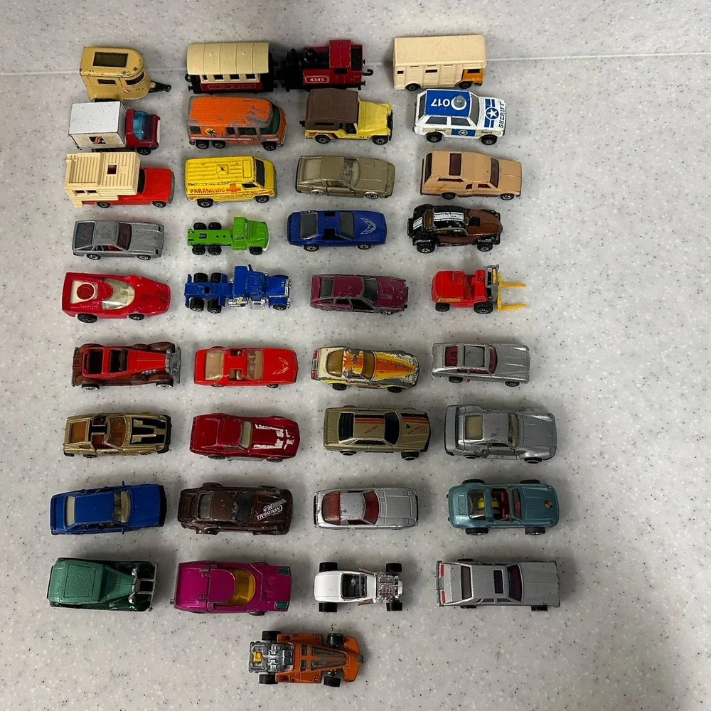 Lot Of 37 Vintage Matchbox Hot Wheels Ertl Cars 70s 80s Classic Metal Diecast
